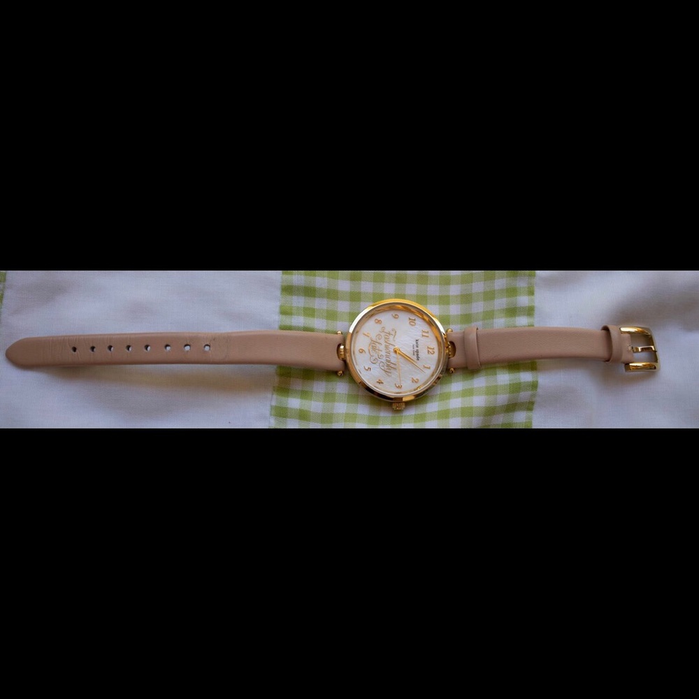 Kate Spade Holland Watch, “Fashionably Late” Gold Dial w/ Vachetta Strap